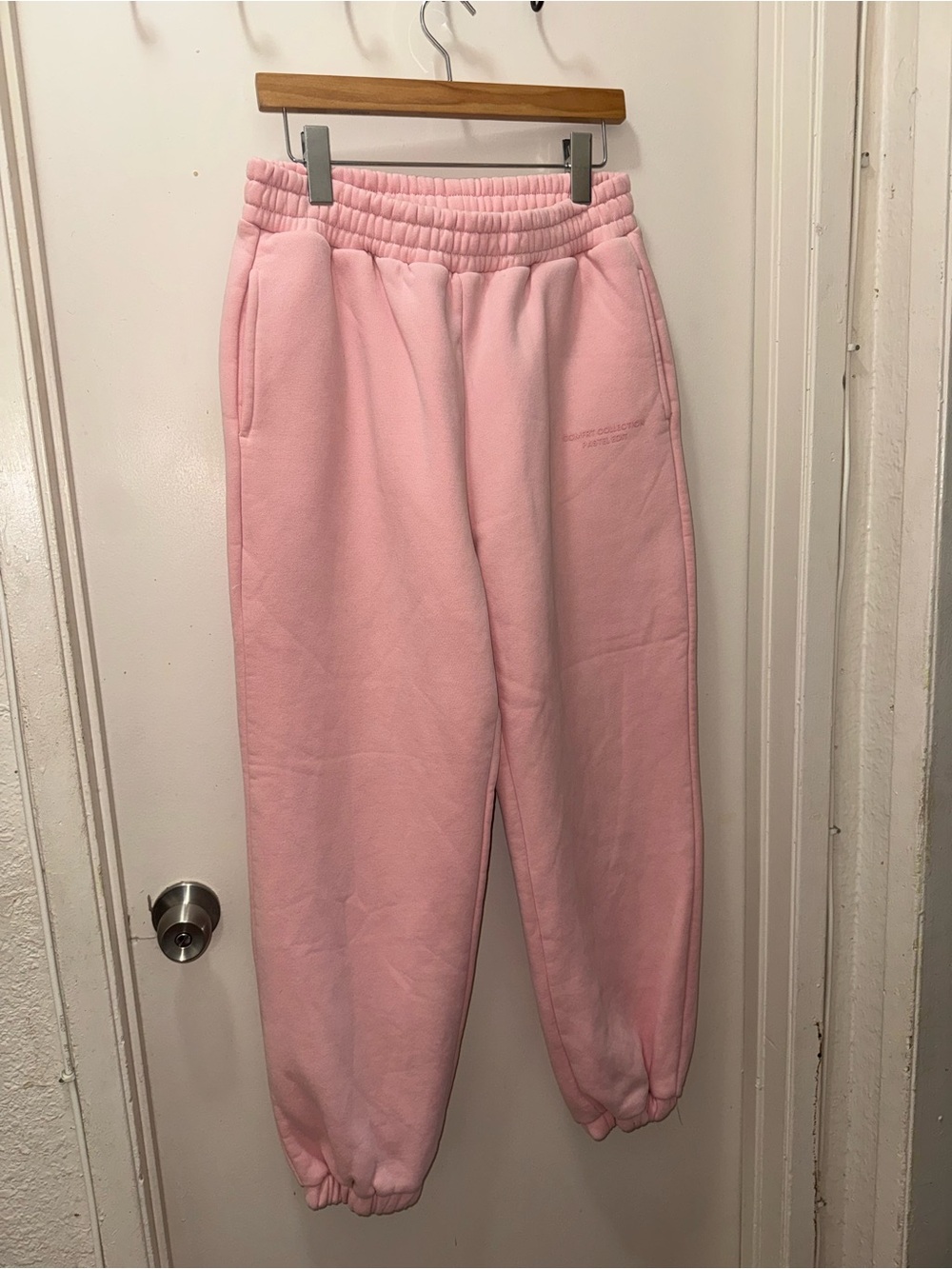 Women's Pink Fleece Joggers with Elastic Waist